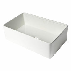 ALFI 33" White Smooth Apron Workstation Step Rim Fireclay Farm Sink with Accessories - ABFS3320S-W - The Home Selection