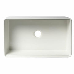 ALFI 33" White Smooth Apron Workstation Step Rim Fireclay Farm Sink with Accessories - ABFS3320S-W - The Home Selection