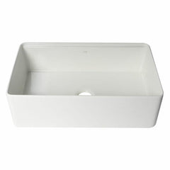 ALFI 33" White Smooth Apron Workstation Step Rim Fireclay Farm Sink with Accessories - ABFS3320S-W - The Home Selection