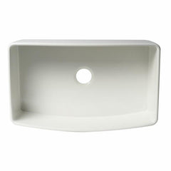 ALFI 33" White Smooth Curved Apron 33" x 20" Single Bowl Fireclay Farm Sink with Grid - ABFC3320S-W - The Home Selection