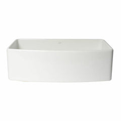 ALFI 33" White Smooth Curved Apron 33" x 20" Single Bowl Fireclay Farm Sink with Grid - ABFC3320S-W - The Home Selection
