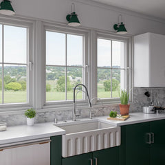 ALFI 33" x 18" Reversible Fluted / Smooth Fireclay Farm Sink - AB3318HS - The Home Selection