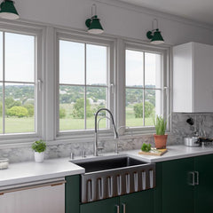 ALFI 33" x 18" Reversible Fluted / Smooth Fireclay Farm Sink - AB3318HS - The Home Selection