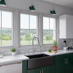 ALFI 33" x 18" Reversible Fluted / Smooth Fireclay Farm Sink - AB3318HS - The Home Selection