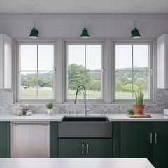 ALFI 33" x 18" Reversible Fluted / Smooth Fireclay Farm Sink - AB3318HS - The Home Selection