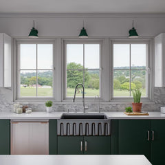 ALFI 33" x 18" Reversible Fluted / Smooth Fireclay Farm Sink - AB3318HS - The Home Selection