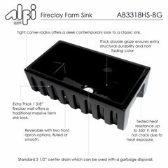 ALFI 33" x 18" Reversible Fluted / Smooth Fireclay Farm Sink - AB3318HS - The Home Selection