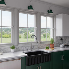 ALFI 33" x 18" Reversible Fluted / Smooth Fireclay Farm Sink - AB3318HS - The Home Selection
