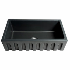ALFI 33" x 18" Reversible Fluted / Smooth Fireclay Farm Sink - AB3318HS - The Home Selection