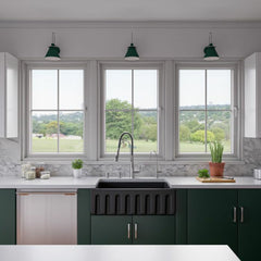 ALFI 33" x 18" Reversible Fluted / Smooth Fireclay Farm Sink - AB3318HS - The Home Selection