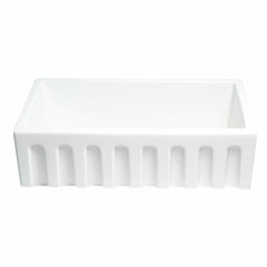 ALFI 33" x 18" Reversible Fluted / Smooth Fireclay Farm Sink - AB3318HS - The Home Selection