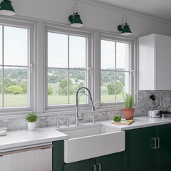 ALFI 33" x 18" Reversible Fluted / Smooth Fireclay Farm Sink - AB3318HS - The Home Selection