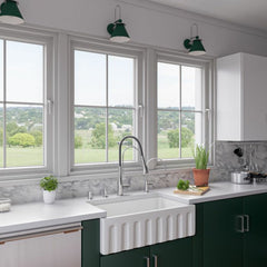 ALFI 33" x 18" Reversible Fluted / Smooth Fireclay Farm Sink - AB3318HS - The Home Selection