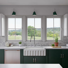 ALFI 33" x 18" Reversible Fluted / Smooth Fireclay Farm Sink - AB3318HS - The Home Selection