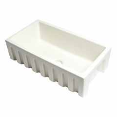 ALFI 33" x 18" Reversible Fluted / Smooth Fireclay Farm Sink - AB3318HS - The Home Selection