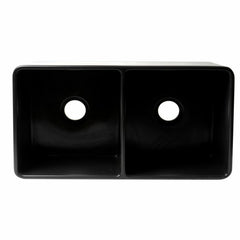 ALFI 33" x 18" Smooth Apron Double Bowl Fireclay Farm Sink - ABF3318D - The Home Selection