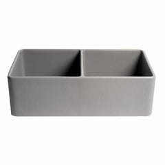 ALFI 33" x 18" Smooth Apron Double Bowl Fireclay Farm Sink - ABF3318D - The Home Selection