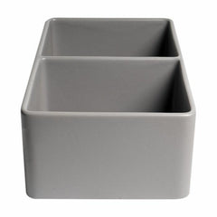 ALFI 33" x 18" Smooth Apron Double Bowl Fireclay Farm Sink - ABF3318D - The Home Selection