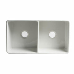 ALFI 33" x 18" Smooth Apron Double Bowl Fireclay Farm Sink - ABF3318D - The Home Selection