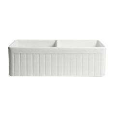 ALFI 33" x 18" Smooth Apron Double Bowl Fireclay Farm Sink - ABF3318D - The Home Selection