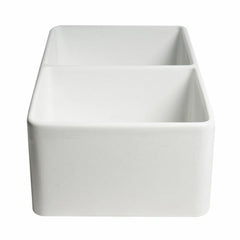 ALFI 33" x 18" Smooth Apron Double Bowl Fireclay Farm Sink - ABF3318D - The Home Selection
