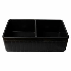 ALFI 33" x 18" Smooth Apron Double Bowl Fireclay Farm Sink - ABF3318D - The Home Selection