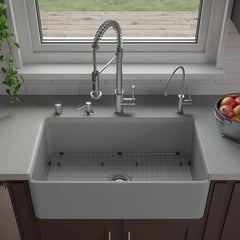 ALFI 33" x 18" Smooth Apron Single Bowl Fireclay Farm Sink - ABF3318S - The Home Selection