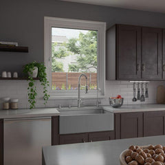 ALFI 33" x 18" Smooth Apron Single Bowl Fireclay Farm Sink - ABF3318S - The Home Selection