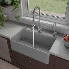 ALFI 33" x 18" Smooth Apron Single Bowl Fireclay Farm Sink - ABF3318S - The Home Selection