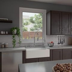 ALFI 33" x 18" Smooth Apron Single Bowl Fireclay Farm Sink - ABF3318S - The Home Selection