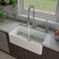 ALFI 33" x 18" Smooth Apron Single Bowl Fireclay Farm Sink - ABF3318S - The Home Selection