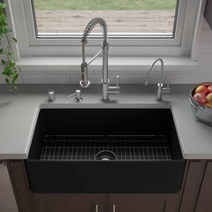 ALFI 33" x 18" Smooth Apron Single Bowl Fireclay Farm Sink - ABF3318S - The Home Selection