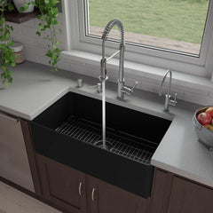 ALFI 33" x 18" Smooth Apron Single Bowl Fireclay Farm Sink - ABF3318S - The Home Selection