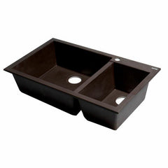 ALFI 34" Double Bowl Drop In Granite Composite Kitchen Sink - AB3319DI - The Home Selection