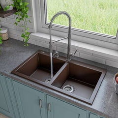 ALFI 34" Drop-In Double Bowl Granite Kitchen Sink - AB3420DI - The Home Selection