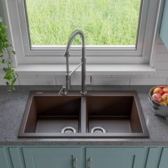 ALFI 34" Drop-In Double Bowl Granite Kitchen Sink - AB3420DI - The Home Selection