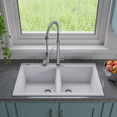 ALFI 34" Drop-In Double Bowl Granite Kitchen Sink - AB3420DI - The Home Selection