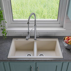 ALFI 34" Drop-In Double Bowl Granite Kitchen Sink - AB3420DI - The Home Selection