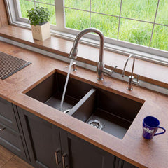 ALFI 34" Undermount Double Bowl Granite Kitchen Sink - AB3420UM - The Home Selection