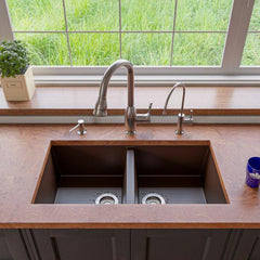 ALFI 34" Undermount Double Bowl Granite Kitchen Sink - AB3420UM - The Home Selection