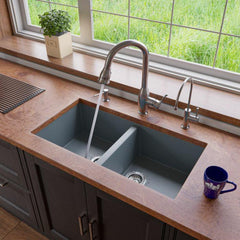 ALFI 34" Undermount Double Bowl Granite Kitchen Sink - AB3420UM - The Home Selection