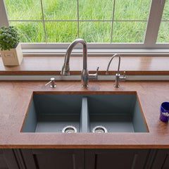 ALFI 34" Undermount Double Bowl Granite Kitchen Sink - AB3420UM - The Home Selection