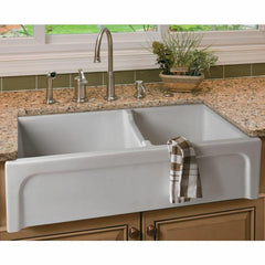 ALFI 36" Apron Thick Wall Fireclay Double Bowl Farm Sink - AB3618ARCH - The Home Selection
