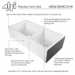 ALFI 36" Apron Thick Wall Fireclay Double Bowl Farm Sink - AB3618ARCH - The Home Selection