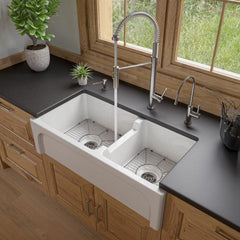 ALFI 36" Apron Thick Wall Fireclay Double Bowl Farm Sink - AB3618ARCH - The Home Selection