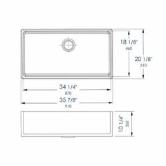 ALFI 36" Smooth Apron Single Bowl Fireclay Farm Sink - AB536 - The Home Selection