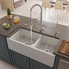 ALFI 36" Smooth Thick Wall Fireclay Double Bowl Farm Sink - AB3618DB - The Home Selection