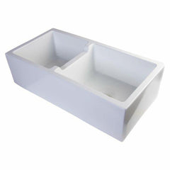 ALFI 36" Smooth Thick Wall Fireclay Double Bowl Farm Sink - AB3618DB - The Home Selection