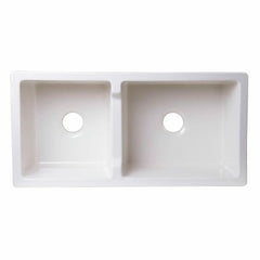 ALFI 36" Smooth Thick Wall Fireclay Double Bowl Farm Sink - AB3618DB - The Home Selection