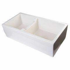 ALFI 36" Smooth Thick Wall Fireclay Double Bowl Farm Sink - AB3618DB - The Home Selection